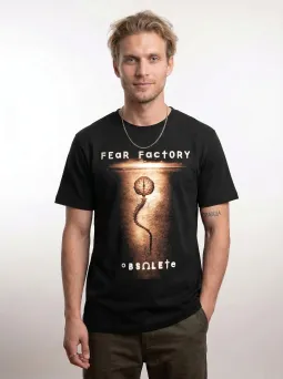 Футболка МЕДУШ с принтом Fear Factory "Obsolete", industrial metal, мужская, хлопок / МЕДУШ
