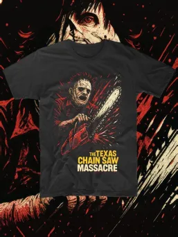 Футболка с принтом Техасская PE3HЯ бензопилой Chainsaw Chaos Artwork Horror Хоррор / МЕДУШ