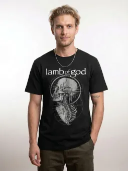 Футболка МЕДУШ с принтом Lamb of God, анатомический череп, грув метал, мужская, хлопок / МЕДУШ