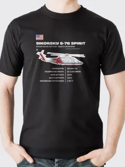 Футболка Авиация с принтом Sikorsky S-76 Spirit / МЕДУШ